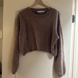 Altar’d State cropped chenille sweater. Cocoa brown size small.